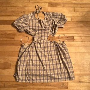Cream, checkered open back dress